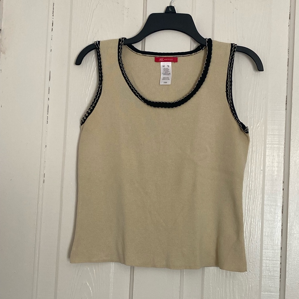 Anne Klein Tan Tank Top with Black Accents